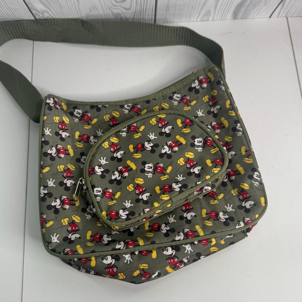 Mickey Mouse Disney Army Green Small Purse Handbag Crossbody and Cosmetic Case